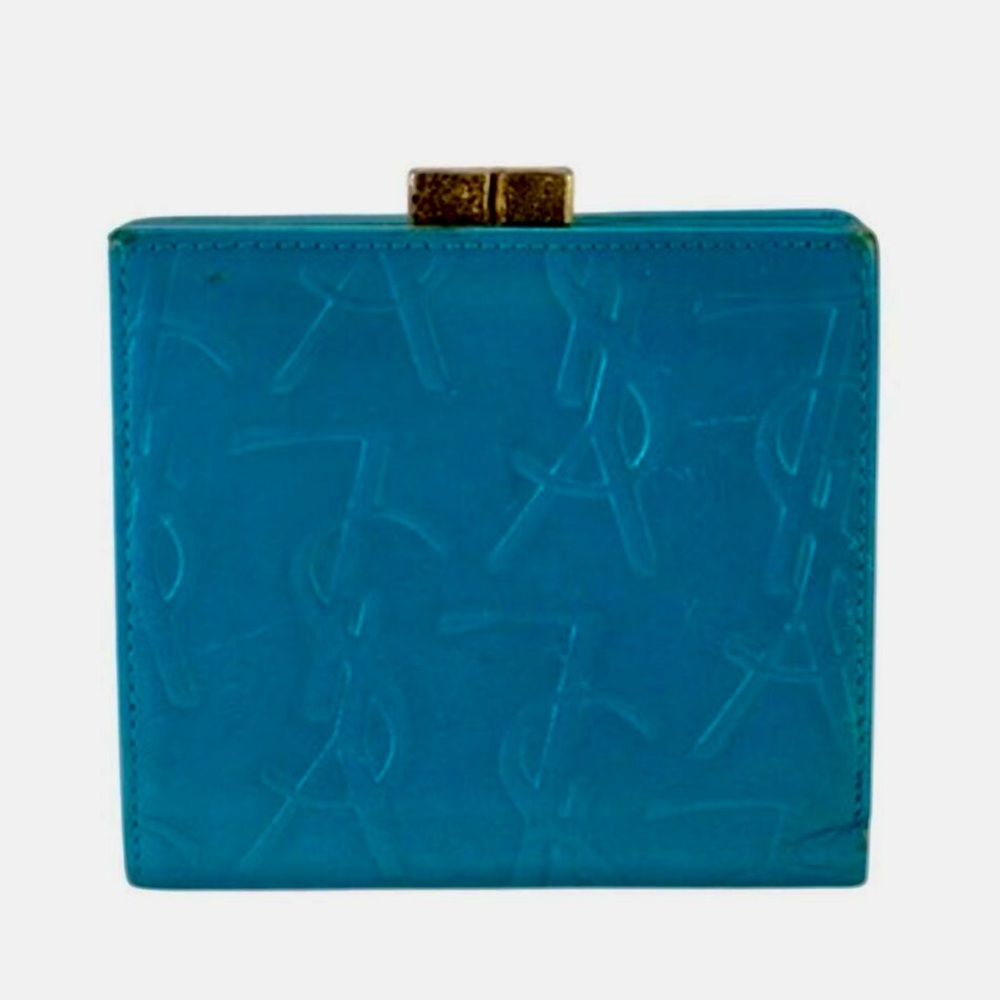 YSL Yves Saint Laurent Vintage Aqua Color Wallet